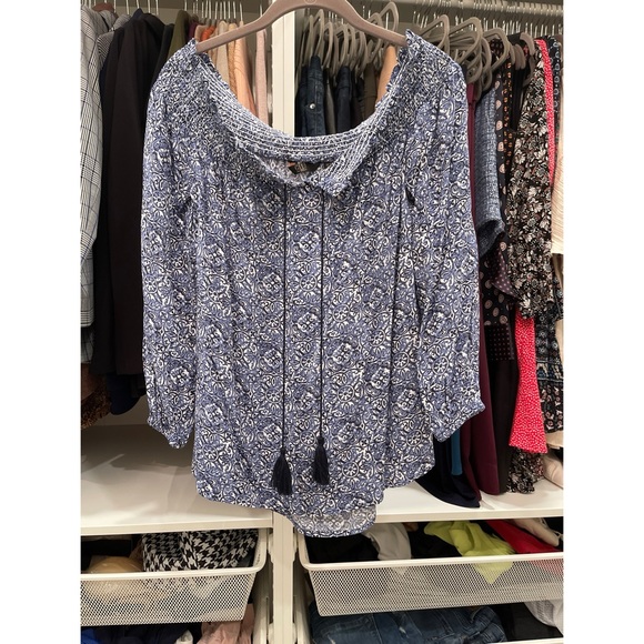 G.I.L.I. Off-the-Shoulder Long Sleeve Blouse Tunic - Picture 3 of 13